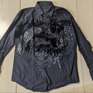INC International Concepts Shirt Raven Felt Graphic Black Men's Size M